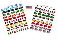Made in USA! 100 Stickers Representing Group of 20 (G-20) Countries; 1.5" x 1" Self Adhesive World Flag Stickers, Two Sheets of 50 Showcasing 5 Stickers for Each G-20 Country