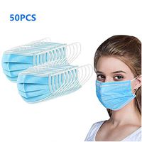 50 PCS 3-Ply Personal Care Mouth Cover Face Cover with Earloops Protective for Dust,Pollen,Blue