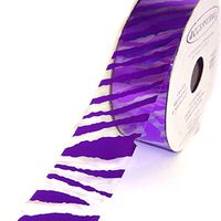 ACI PARTY AND SPIRIT ACCESSORIES Clear Ribbon with Purple Zebra Print Pattern, 27 yd. Roll