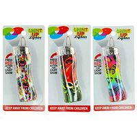 3 Pack Light-Up Printed Pocket Lighter, Refillable, Colorful Fashion Designs - Butterflies, Skull, Rose