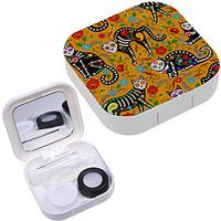 Portable Contact Lens Case Box Travel Kit Mirror + Bottle + Tweezers Container Holder [ Calavera Sugar Skull ]
