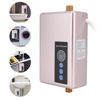 Electric Tankless Water Heater, 5.5KW 220Volts Instant Fast 3 Seconds Shower Hot Water System Smart Touch Button for Bathroom Kitchen,Gold