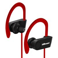 Billboard Bluetooth Wireless Hook Over Earbuds With Tangle Free Flat Cord, Controls and Microphone - Red