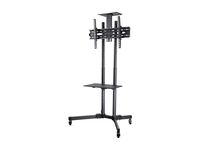 Monoprice Select Series Tilt TV Wall Mount Bracket Stand Cart with Media Shelf - for TVs 32in to 70in Max Weight 110lbs VESA Patterns Up to 600x400 Height Adjustable UL Certified
