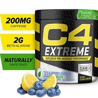 C4 Extreme Natural Zero Pre Workout Powder Blueberry Lemonade | Natural Flavored Sugar Free Preworkout Energy Supplement for Men & Women | 200mg Caffeine + Beta Alanine + Creatine | 30 Servings