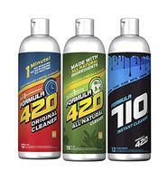 Formula 420 Bundle Pack : 1 Bottle Glass Metal Ceramic Pipe Original Cleaner 12 oz, 1 Bottle All Natural Formula 420 Pipe Cleaner - Cleans - Glass, Pyrex, Metal, Ceramic 16 oz & 1 Bottle Formula 710