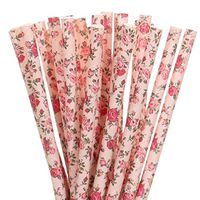 Biodegradable Paper Straws Rose And Pink Floral (100)