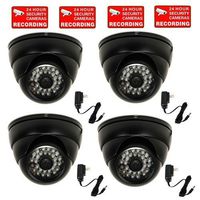 VideoSecu 4 Pack Built-in 1/3" Sony Effio CCD 700TVL Outdoor Dome Security Cameras Day Night Vision Wide Angle 28 IR Infrared LEDs with Power Supplies and Free Security Warning Decals MJO