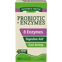 Probiotics with Enzymes | 60 Capsules | Stomach Friendly for Men and Women | Non-GMO, Gluten Free | by Natures Truth