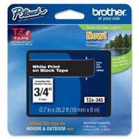 Brotheramp;reg; P-Touchamp;reg; - TZe Standard Adhesive Laminated Labeling Tape, 3/4w, White on Black - Sold As 1 Each - Perfect for Labeling File folders and Binders, Name Badges, and Small Signage.