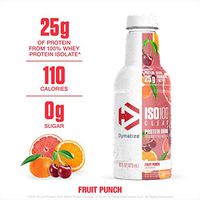 Dymatize ISO100 Clear 100% Whey Protein Isolate, Whey Protein Drink, 25g Protein, No Sugar & Low Carb, Keto Friendly, Ready-to-Drink & Fast Absorbing, Fruit Punch, 16 Ounce (Pack of 12)