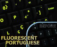 Glowing fluorescent Portuguese keyboard stickers