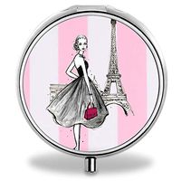 Designed Girl Effiel Tower Pocket Pill Case Waterproof Pill Holder Small Travel Metal Pill Case For Purse