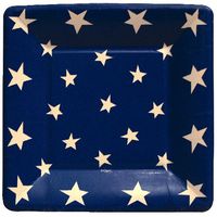 4th of July Party Supplies Paper Plates Luncheon Size Flag Stars and Stripes 16 Count 7 inch Square