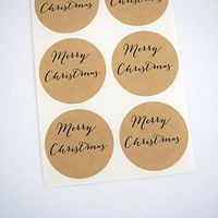 Merry Christmas Envelope Seals, Gift Labels, Circle Stickers by Once Upon Supplies, 1.5 Inches, 30 Stickers