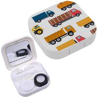 Portable Contact Lens Case Box Travel Kit Mirror + Bottle + Tweezers Container Holder [ Truck Cars ]