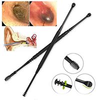 Exteren 360° Stainless Steel Ear Spring Screw Dig Ear Clean Ear Wax Remover Ear Pick Curette (Black)