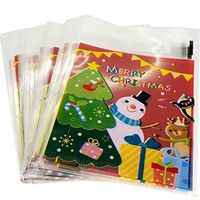 Snowman Merry Christmas Red Design Holiday Bags for Cookie Biscuits Candy Cake Baking Packaging, Pack of 95