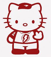 HELLO KITTY SHELDON COOPER BIG BANG THEORY SANRIO LOGO VINYL STICKERS SYMBOL 5.5" DECORATIVE DIE CUT DECAL FOR CARS TABLETS LAPTOPS SKATEBOARD - RED