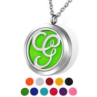 HOUSWEETY Aromatherapy Essential Oil Diffuser Necklace-Stainless Steel Locket Pendant,11 Refill Pads Letter G