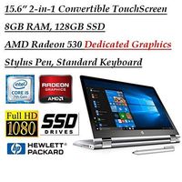 2018 Newest Flagship HP X360 15.6 Inch Full HD Touchscreen 2-in-1 Convertible Laptop with Stylus Pen (Intel Core i5-7200U, 8GB RAM, 128GB SSD, AMD Radeon 530 2GB Dedicated Graphics, HDMI, Bluetooth)