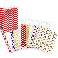 11Pcs Gift Bags-Metallic Golden Sliver Foiled Star Polka Dot Stripe Pattern Gift Bag with Tissue Paper for Shopping,Parties,Wedding, Baby Shower, Craft-11 Pack-5.91" X 3.15" X 8.27"