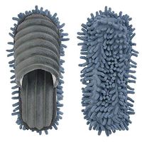 Microfiber Mop Slippers Dust Mop Slippers Multifunction Floor Cleaning Mop Slippers Hair Cleaner Detachable Mopping Shoes House Cleaning Mop Microfiber Sole Grey Large