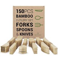 Lilimpact - Disposable Bamboo Utensils, Forks, Spoons, Knives Wooden Cutlery Set | Natural Compostable, Eco-Friendly, Biodegradable Replacements (150 Count - 50 Forks, 50 Spoons, 50 Knives)