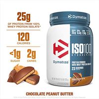 Dymatize ISO100 Hydrolyzed Protein Powder, 100% Whey Isolate Protein, 25g of Protein, 5.5g BCAAs, Gluten Free, Fast Absorbing, Easy Digesting, Chocolate Peanut Butter, 1.6 Pound