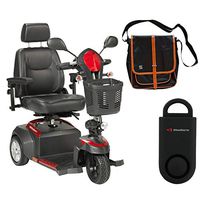 Drive Ventura Power Mobility Scooter, 3 Wheel, 20" Captains Seat & Free 130 dB Black Personal Safety Alarm/Siren! + Black Medical Utility Bag with Trim!