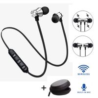 JonerytimeBluetooth 4.2 Stereo Earphone Headset Wireless Magnetic in-Ear Earbuds Headphone with Mic (Silver)