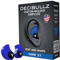 Decibullz - NRR 31 Custom Molded Earplugs, Perfect Fit Ear Protection for Safety, Travel, Work and Shooting (Blue)
