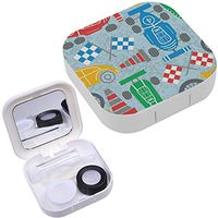 Portable Contact Lens Case Box Travel Kit Mirror + Bottle + Tweezers Container Holder [ Racer Championship Classic ]
