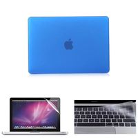 3In1 Hard Shell Case + Keyboard Cover + Screen Protector for MacBook Pro 15" with Touch Bar (2019 2018 2017 2016 Release A1990 A1707)- Dark Blue