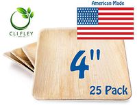 Disposable Palm Leaf Plates - 4 Inch Compostable Biodegradable Party Plates - Paper & Plastic Alternative - Eco-Friendly Bamboo Style Dinnerware for Salad, Appetizer, Camping & Holidays (25 Pack)