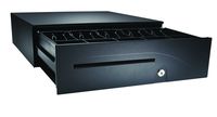 APG T320-BL1616-U6 Heavy-Duty Adjustable Cash Drawer with MultiPRO 320 Interface, 24V, 16" x 4.9" x 16.8", Black