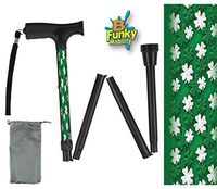 Foldable Walking Cane White Shamrocks Irish Collapsible Lightweight Travel BFunkyMoblity