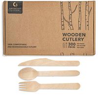 Wood Cutlery Disposable, Biodegradable, 100% Birchwood, Eco Friendly Cutlery Set