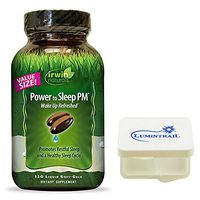Irwin Naturals Power to Sleep PM Promotes Restful Sleep Cycle - 120 Liquid Softgels Bundle with a Lumintrail Pill Case