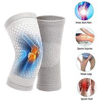 ZWPY Knee Compression Sleeve Knee Brace, Self-Heating Knee Pads, with Tourmaline Magnet, for Help Relieve Joint Pain and Arthritis,Gray,L