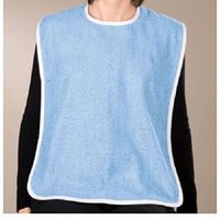 12 NEW ADULT TERRY CLOTH BIBS W/ EASY CLOSURES BLUE