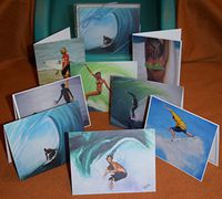Surfer Note Card Set With Envelopes - Gift Box Set Of 8 Made From Original Fine Art