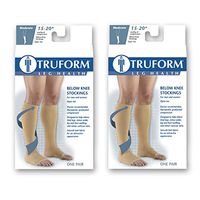 Truform Compression 15-20 mmHg Knee High Open Toe Stockings Black, X-Large, 2 Count