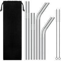 Aigemi Set of 8 Stainless Steel Metal Drinking Straws with Cleaning Brush for 30oz 20oz Tumbler Drinking Cups - Fits All Yeti Ozark Trail SIC & RTIC Tumblers (Set - 1)