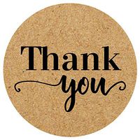 Round 1.5" Kraft Paper Stickers (Roll of 500, Thank You)