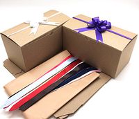 (Set of 10) PEPPERLONELY 9x4.5x4.5" Kraft Decorative Christmas Gift Boxes Gift Packaging Boxes for Presents, Holiday Bakery Boxes for Cookies, Clothes Gift Boxes, Pull Bows and Tissue Paper Included