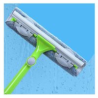 HUINING Telescopic Extending Window Cleaner Kit Glass Squeegee Cleaning Tool with 180° Squeegee Head,Microfiber Cloth, Groove Brush for Windows/Mirror/Shower/Car,Green