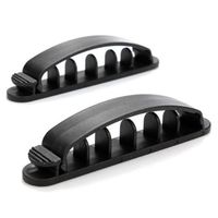 Transer Cable Cord Wire Line Organizer Plastic Clips Ties Fixer Fastener Holder 3pcs (Black)