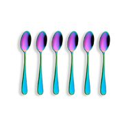 Berglander Titanium Colorful Plated, Multicolor Stainless Steel Mini Spoon, Coffee Spoons, ice cream spoon, Rainbow Color Mocca Spoon, Pack of 6