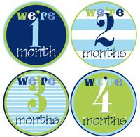 Mumsy Goose Baby Twins Monthly Milestone Stickers 1-12 Months (Two Blues (Boys))
